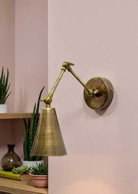 Modern Brass Wall Sconce, Industrial Adjustable Swing Arm Lamp - image 1