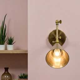 Modern Brass Wall Sconce, Industrial Adjustable Swing Arm Lamp - thumbnail 2