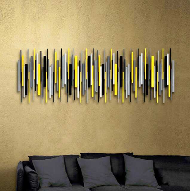 Yellow & Black Wall Art - Bold Modern Wood Sculpture - image 1