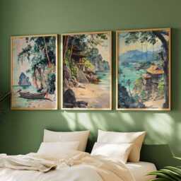 Set Of 3 Koh Tao Posters, Thailand Travel Prints, Tropical Island Wall Art, Beach Decor, Scenic Prints - thumbnail 3