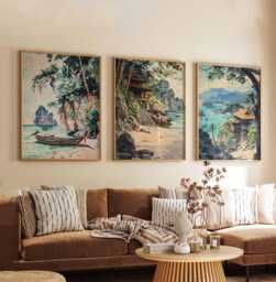 Set Of 3 Koh Tao Posters, Thailand Travel Prints, Tropical Island Wall Art, Beach Decor, Scenic Prints