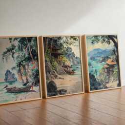 Set Of 3 Koh Tao Posters, Thailand Travel Prints, Tropical Island Wall Art, Beach Decor, Scenic Prints - thumbnail 2