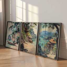 Set Of 3 Koh Tao Posters, Thailand Travel Prints, Tropical Island Wall Art, Beach Decor, Scenic Prints - thumbnail 4