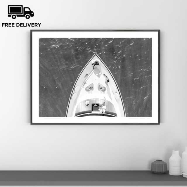 Vintage Girls Sunbathing Yacht Boat Print, Luxury Fashion, Fine Art Photography Wall Art, Museum Quality Classic Black & White Poster - image 1