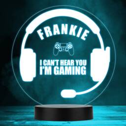 Gaming Headset Video Game Fan I'm Personalised Gift Rgb Night Light - Bedroom Lamp - thumbnail 1