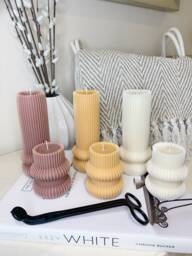 Ribbed Candles - Pillar Decorative Tall Handmade Soy Wax Gifts For Her Christmas New Home Gift Ideas Modern - thumbnail 1