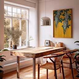Wisteria Poster, Yellow & Teal Japanese Art Print, Botanical Wall - thumbnail 3