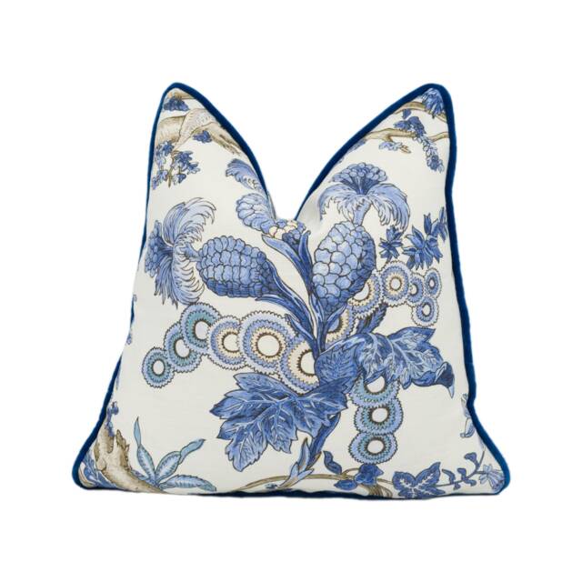 Thibaut - Chatelain Blue & White Stunning Contrast Piped Cushion Cover Handmade Throw Pillow Designer Home D??cor - image 1