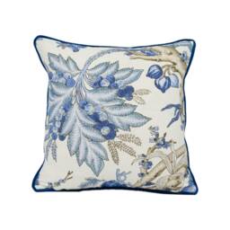 Thibaut - Chatelain Blue & White Stunning Contrast Piped Cushion Cover Handmade Throw Pillow Designer Home D??cor - thumbnail 2