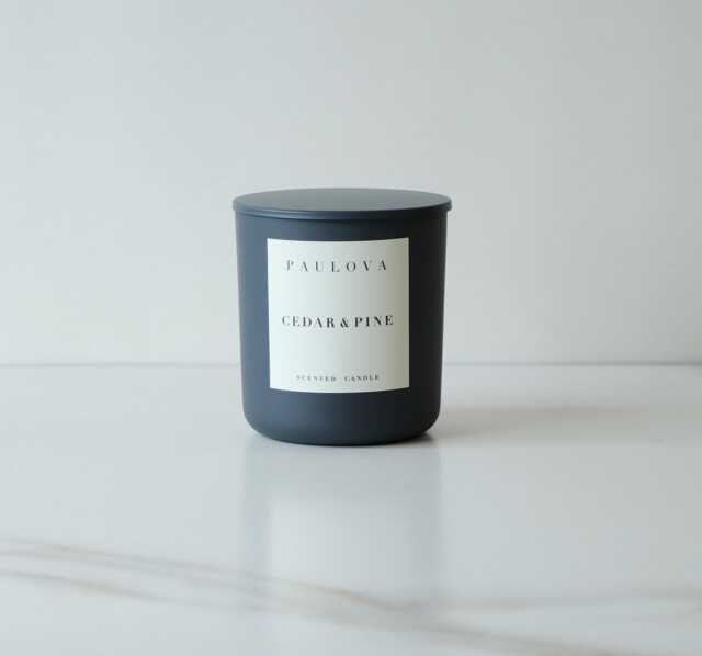 Cedar & Pine Coconut Wax Candle, Gray Glass - image 1