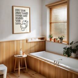 Funny Toilet Reminder Bathroom Print - Humour, Put The Seat Down, Flush Loo, Guest Decor, Retro Modern Quote - thumbnail 3