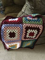 Traditional Granny Square Baby Blanket - Small Crib Boy Or Girl - thumbnail 2
