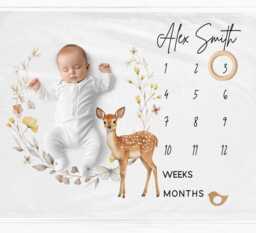 Personalised Month Blanket Custom Baby Milestone Gift - thumbnail 1