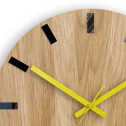Wood Wall Clock, Silent Wooden Modern Clock For Office, Yellow Clock Hands - thumbnail 2
