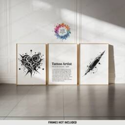 Minimal Tattoo Artist Print Set - 3 Shop Posters - Black Wall Art Definition Quote Minimalist Artwork - thumbnail 1