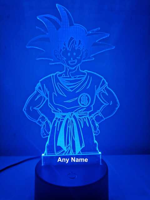Personalised Dbz Goku Night Light - Children's Kids Bedroom Led Birthday Gift Christmas - image 1