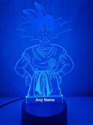 Personalised Dbz Goku Night Light - Children's Kids Bedroom Led Birthday Gift Christmas - thumbnail 1