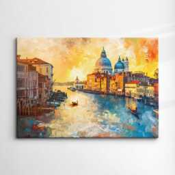 Venice Italy Gondola Boat River Landmark Oil Painting Watercolor Wall Art Framed Calming Canvas Poster Print Home/Office Room Decor Gifts - thumbnail 3