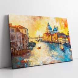 Venice Italy Gondola Boat River Landmark Oil Painting Watercolor Wall Art Framed Calming Canvas Poster Print Home/Office Room Decor Gifts - thumbnail 2