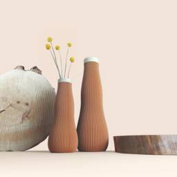 Indoor Vase in Recycled Wood Fiber For Dried Flowers, 3D Design, Elegant & Modern Touch Home, Eco-Friendly, Original Gift Her - thumbnail 3