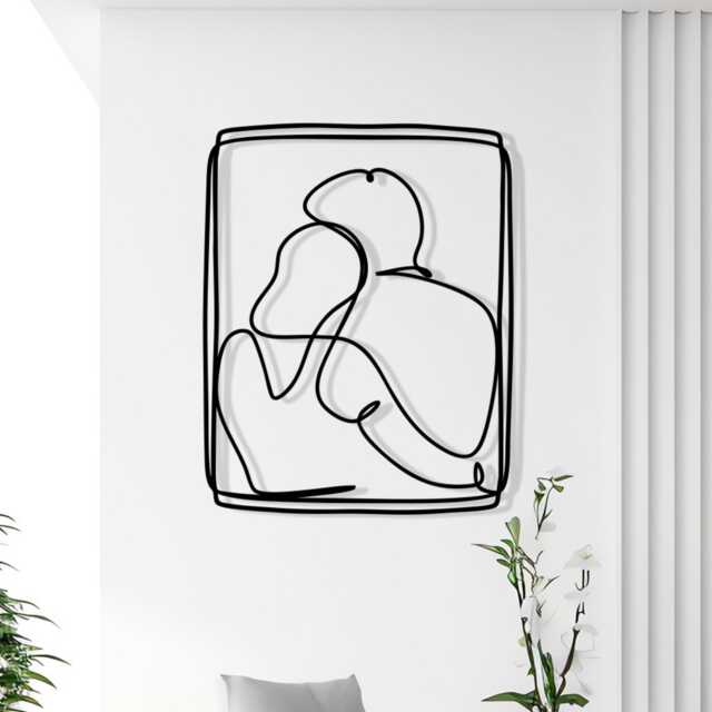 Couple Metal Wall Art, Minimalist Line Modern Home Decor - image 1