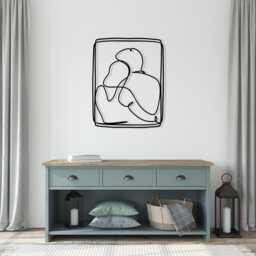 Couple Metal Wall Art, Minimalist Line Modern Home Decor - thumbnail 2
