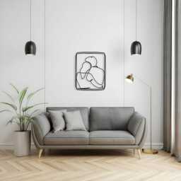 Couple Metal Wall Art, Minimalist Line Modern Home Decor - thumbnail 3