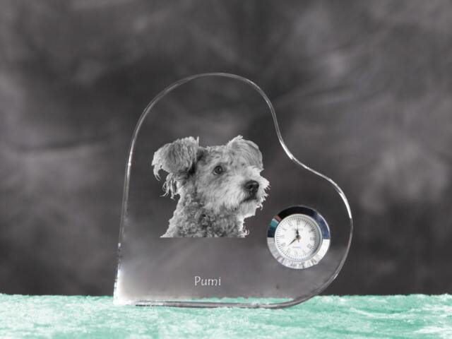 Pumi - Crystal Clock in The Shape Of A Heart With Image Pure-Bred Dog - image 1