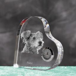 Pumi - Crystal Clock in The Shape Of A Heart With Image Pure-Bred Dog - thumbnail 2
