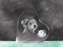 Pumi - Crystal Clock in The Shape Of A Heart With Image Pure-Bred Dog - thumbnail 1