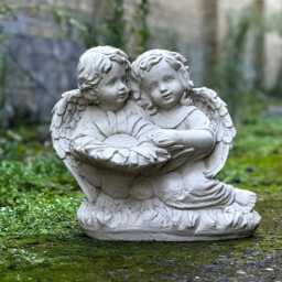 White Baby Angel Statue With Sunflower Pair Cherub Garden Sculpture Outdoor Girl Guardian Decor Cement Child Flower Figurine Memorial Kids - thumbnail 4