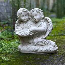 White Baby Angel Statue With Sunflower Pair Cherub Garden Sculpture Outdoor Girl Guardian Decor Cement Child Flower Figurine Memorial Kids - thumbnail 3