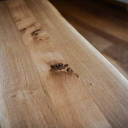 Rustic Oak Bench Live Edge Reclaimed Style, Steel Legs - thumbnail 2