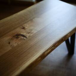 Rustic Oak Bench Live Edge Reclaimed Style, Steel Legs - thumbnail 4