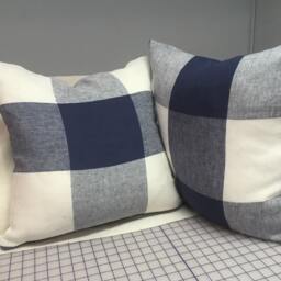 Key Largo Check in Navy-Schumacher-This Listing Is For One -Pillow Front Designer Fabric - thumbnail 3
