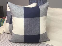 Key Largo Check in Navy-Schumacher-This Listing Is For One -Pillow Front Designer Fabric - thumbnail 1