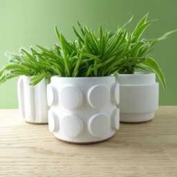 Set Of 3 Small White Concrete Plant Pots Handmade Planter Set, Scandinavian Minimalist Design