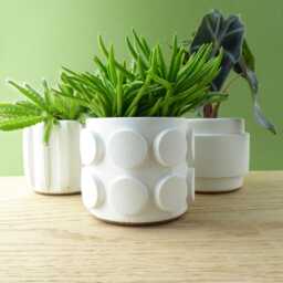 Set Of 3 Small White Concrete Plant Pots Handmade Planter Set, Scandinavian Minimalist Design - thumbnail 2