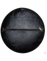 Handmade Moroccan Leather Pouf White Stitching Ottoman Footstool - thumbnail 4