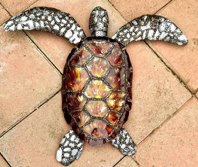 Sea Turtle Metal Sculpture Unique Home & Garden Art - image 1