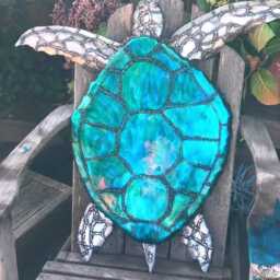 Sea Turtle Metal Sculpture Unique Home & Garden Art - thumbnail 2