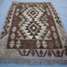 2'6x3'7 Ft Mini Afghan Kilim Rug/ Geometric Design/ Flatweave Handmade Wool Modern 3x4 Rug For Entry Way/ Entrance Kitchen Carpet - thumbnail 2