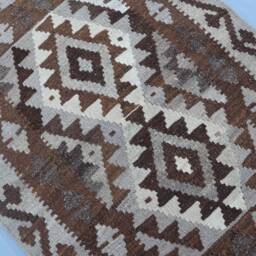 2'6x3'7 Ft Mini Afghan Kilim Rug/ Geometric Design/ Flatweave Handmade Wool Modern 3x4 Rug For Entry Way/ Entrance Kitchen Carpet - thumbnail 3