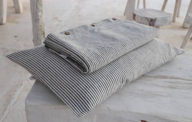 striped Linen Bedding Set Duvet Cover & Pillowcases - image 1
