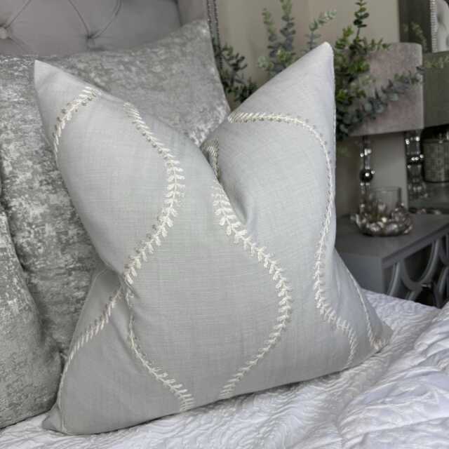 Modern Grey Cushion Cover, Pillow Cover With Abstract Ogee Design, Double Sided - Chattis Fabric John Lewis , Contemporary Design - image 1