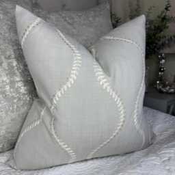 Modern Grey Cushion Cover, Pillow Cover With Abstract Ogee Design, Double Sided - Chattis Fabric John Lewis , Contemporary Design - thumbnail 4