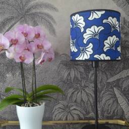 African Wax Lampshade, Suspension, Lighting, Fabric Lampshade Blue & White Wedding Flower, Bedside Lamp - thumbnail 2