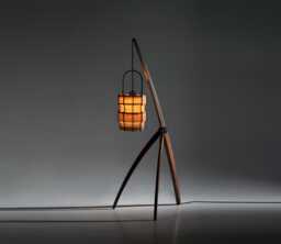 Wood Floor Lamp - Mid Century Modern Minimalist Natural Lighting Vintage Style Lamp Custom Unique - thumbnail 1