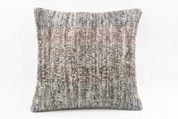 Vintage Turkish Kilim Pillow Cover Handwoven Wool, 18x18 Decorative Cushion - thumbnail 1