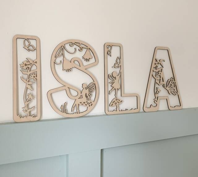Fairy Themed Wooden Letters, Personalised Wall Name, Children's Bedroom Wooden Sign, Letter, Fairy Themed Decor - image 1